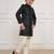 Boys black jacquard silk blend indo-western clothing set with pyjama