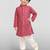 boys red cotton cambric bandhani screen print kurta pyjama set