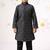 boys black silk blend printed kurta pyjama set