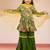 Cotton cambric kurta set with sharara for girls | green yellow | navratri