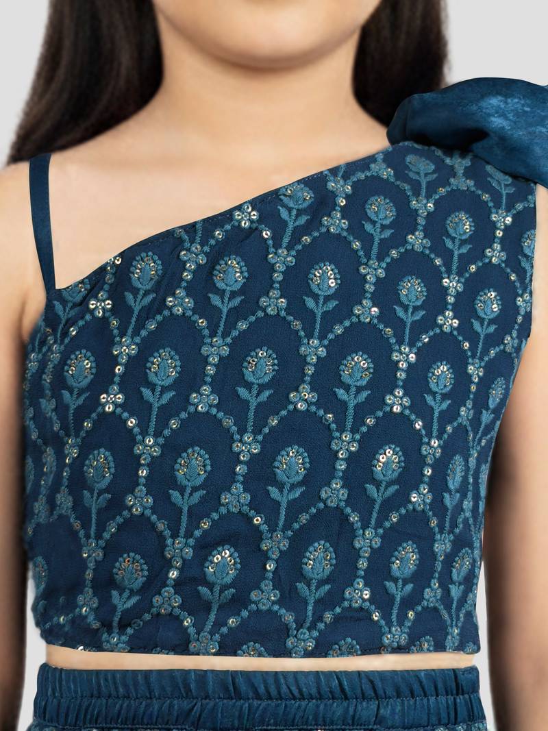 Georgette lehenga set with choli for girls | turquoise | diwali