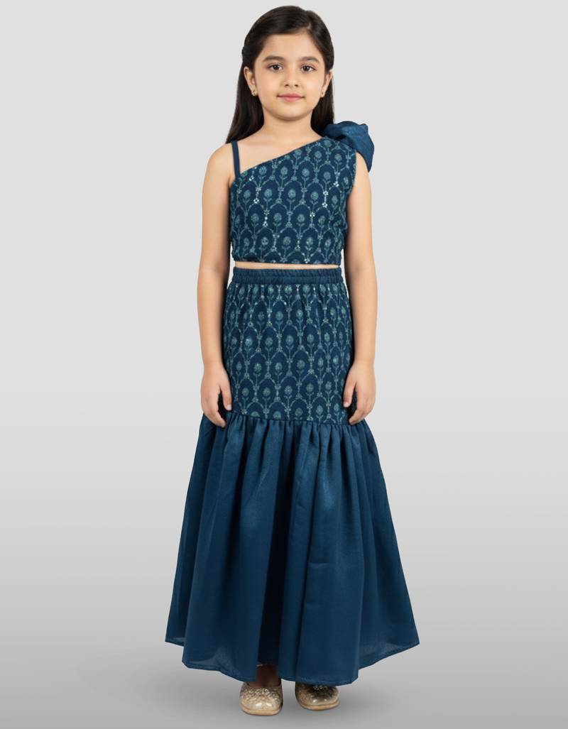 Georgette lehenga set with choli for girls | turquoise | diwali