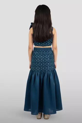 Georgette lehenga set with choli for girls | turquoise | diwali