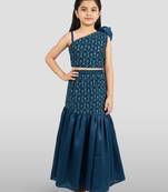 Georgette lehenga set with choli for tweens | turquoise | diwali