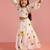 girls white digital floral printed poly muslin lehenga choli set with square neck cropped top