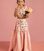 girls peach silk lehenga choli with embroidery