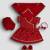 girls wear red jacquard ethnic set with floral print
