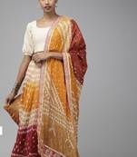 multicoloured bandhani silk lehenga with unstitched blouse