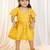 girls wear jacquard dress set mustard with floral print