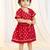 girls wear red jacquard dress set with floral pattern