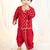 kids wear boys red jacquard kurta dhoti set floral print