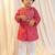kids wear bandhani cotton kurta set red with white pyjama