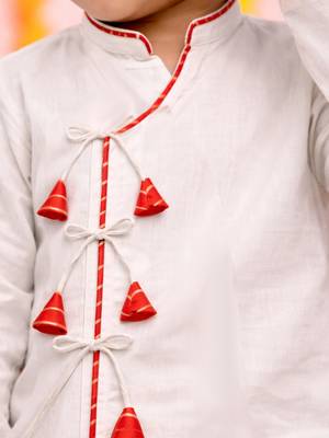 kids wear white angrakha cotton kurta dhoti set for boys 2
