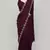 wine satin saree with aari handwork and designer pallu