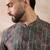 Men black silk blend printed mandarin collar straight kurta with trouser