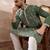 Men green silk blend embroidered mandarin collar straight kurta with trouser