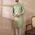Men green silk blend printed mandarin collar straight kurta with trouser