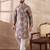 Men multi silk blend printed mandarin collar straight kurta with trouser