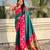 Teal soft silk zari weaving saree with contrast blouse piece