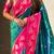 Teal soft silk zari weaving saree with contrast blouse piece