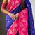 Blue soft silk zari weaving saree with contrast blouse piece