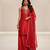 Red embroidered modal silk kurta set