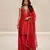 Red embroidered modal silk kurta set