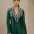 Green embroidered raw silk indo western sharara set