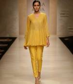 Yellow embroidered organza co ord set