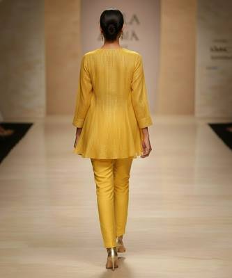 Yellow embroidered organza co ord set 2