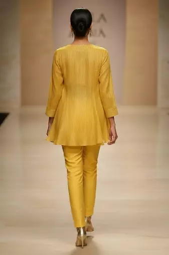 Yellow embroidered organza co ord set