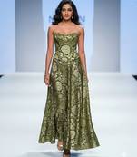 Green embroidered brocade co ord set