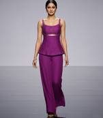 Purple embroidered raw silk co ord set