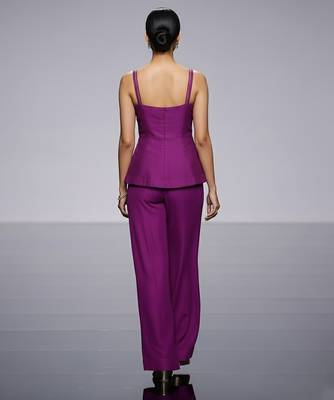 Purple embroidered raw silk co ord set 2