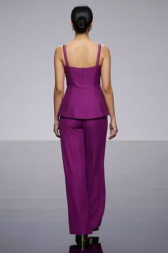 Purple embroidered raw silk co ord set