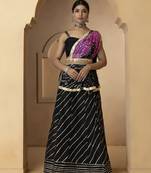 black and purple silk lehenga with blouse and dupatta set
