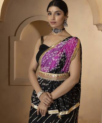 black and purple silk lehenga with blouse and dupatta set 3