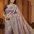 Lavendar Color sartin fabric embroidery sequence work heavy border  Saree