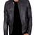 Men's leather jacket biker real lambskin motorcycle quilted shoulder jacket
