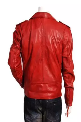 men's red lambskin leather cafe racer biker jacket
