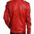 Men’s red biker style cafe racer lambskin leather jacket