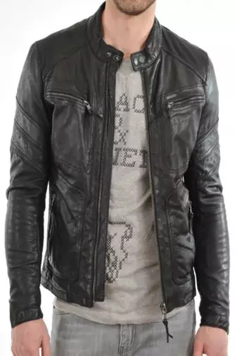 men’s black leather biker jacket – stylish slim fit motorcycle jacket
