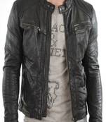 men’s black leather biker jacket – stylish slim fit motorcycle jacket