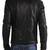 Men’s black leather biker jacket  quilted shoulder slim fit motorcycle jacket