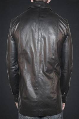 men's black genuine lambskin leather button front jacket 2
