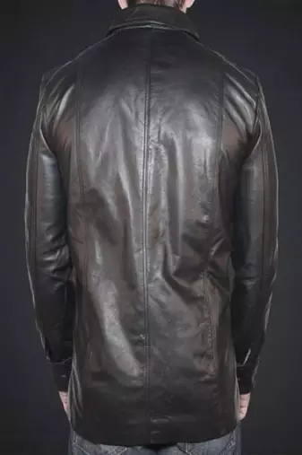 men's black genuine lambskin leather button front jacket