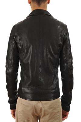 men's black genuine lambskin leather classic biker jacket 2