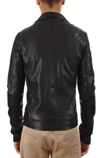 men's black genuine lambskin leather classic biker jacket
