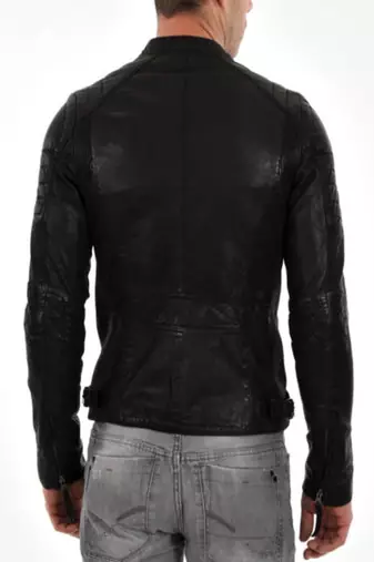 men's black genuine lambskin leather motorcycle jacket