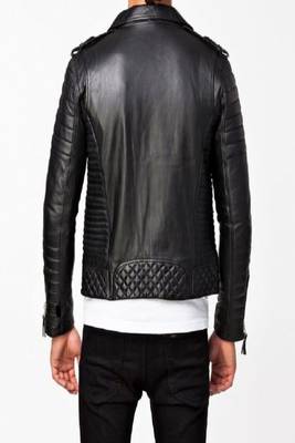 men's black lambskin leather asymmetrical zip motorcycle jacket 2